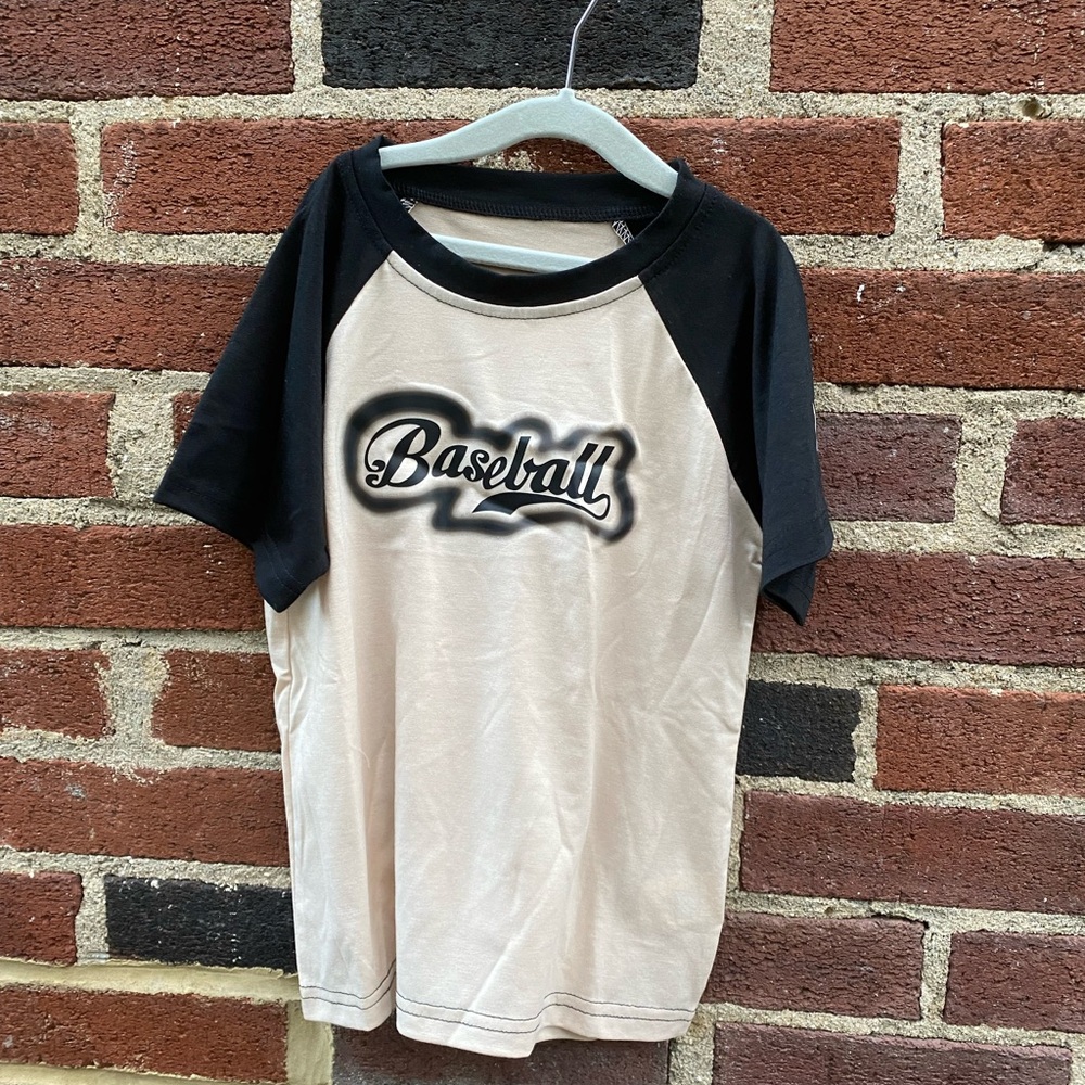 Kids Baseball Beige and Black Shirt